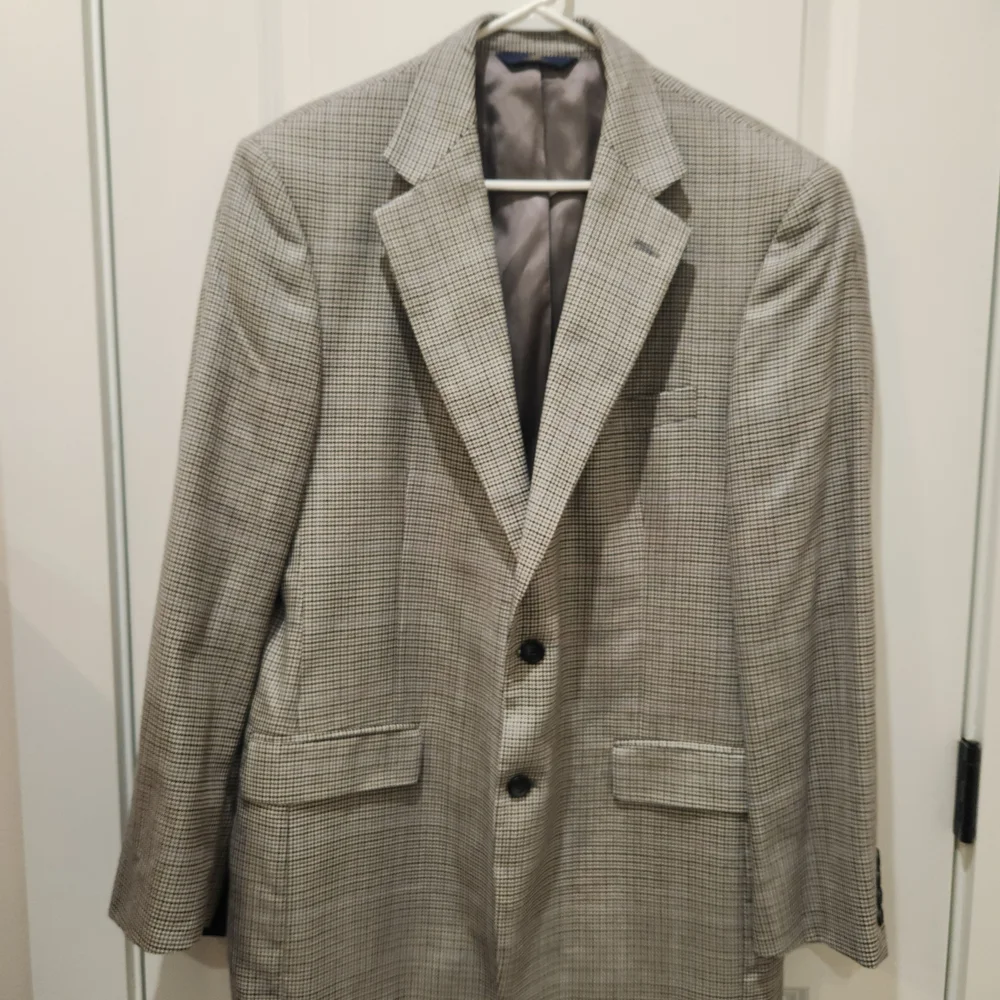 Brooks‎ Brothers Men Gray Houndstooth Silk Wool Blend Sport Coat Size 42L Career